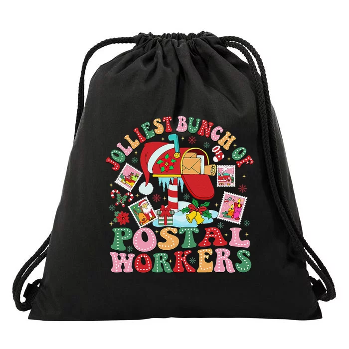 Jolliest Bunch Of Postal Workers Christmas Mail Carrier Drawstring Bag