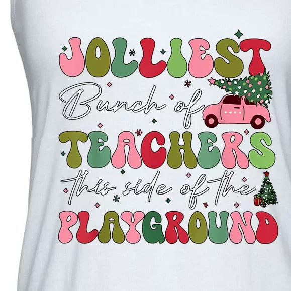 Jolliest Bunch Of Teachers This Side Of The Playground Xmas Ladies Essential Flowy Tank