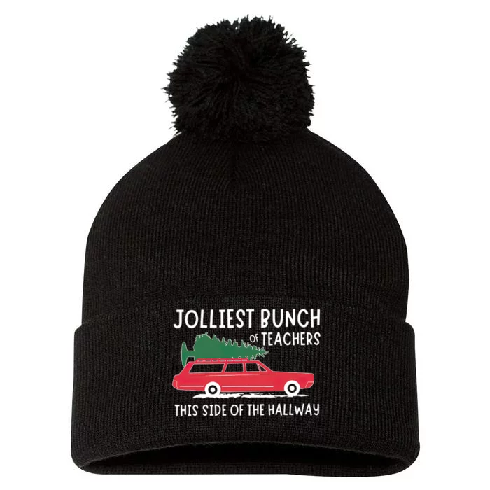 Jolliest Bunch Of Teachers This Side Of The Hallway Pom Pom 12in Knit Beanie