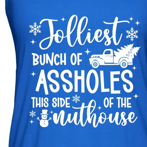 Jolliest Bunch Of Friends Christmas Graphic Ladies Essential Flowy Tank