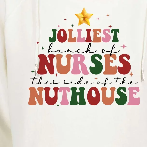 Jolliest Bunch Of Nurses Christmas Holiday Womens Funnel Neck Pullover Hood