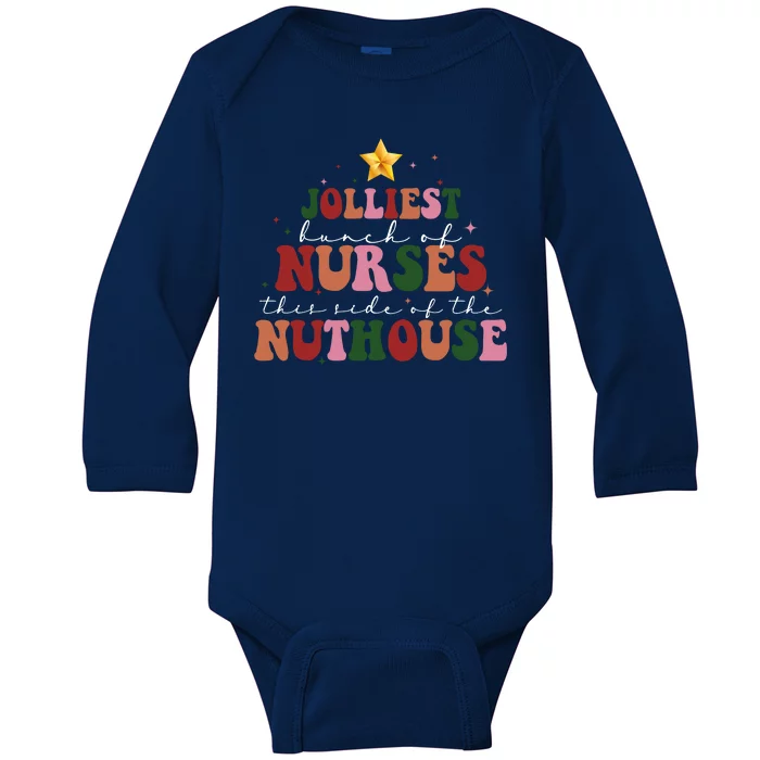 Jolliest Bunch Of Nurses Christmas Holiday Baby Long Sleeve Bodysuit