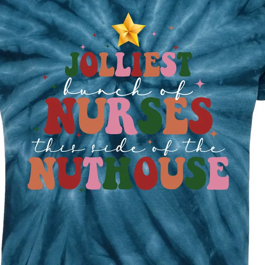 Jolliest Bunch Of Nurses Christmas Holiday Kids Tie-Dye T-Shirt