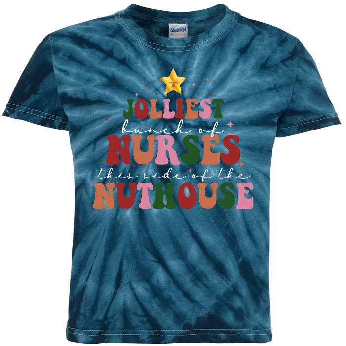 Jolliest Bunch Of Nurses Christmas Holiday Kids Tie-Dye T-Shirt