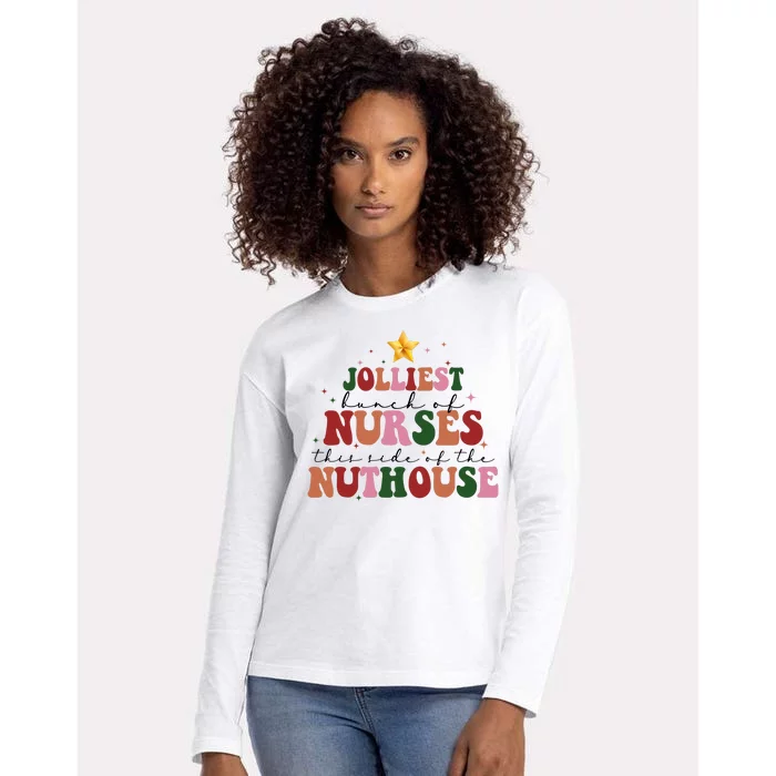 Jolliest Bunch Of Nurses Christmas Holiday Womens Cotton Relaxed Long Sleeve T-Shirt