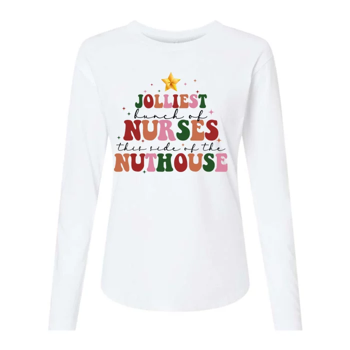 Jolliest Bunch Of Nurses Christmas Holiday Womens Cotton Relaxed Long Sleeve T-Shirt