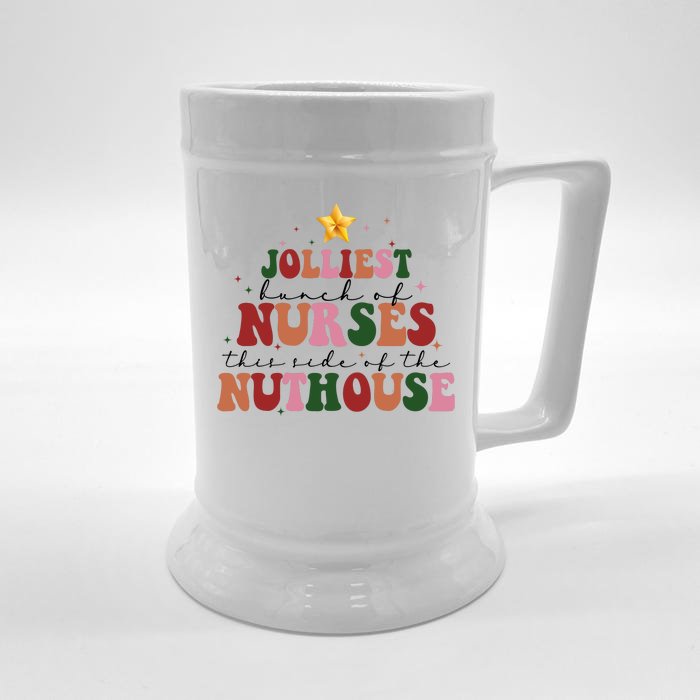 Jolliest Bunch Of Nurses Christmas Holiday Front & Back Beer Stein