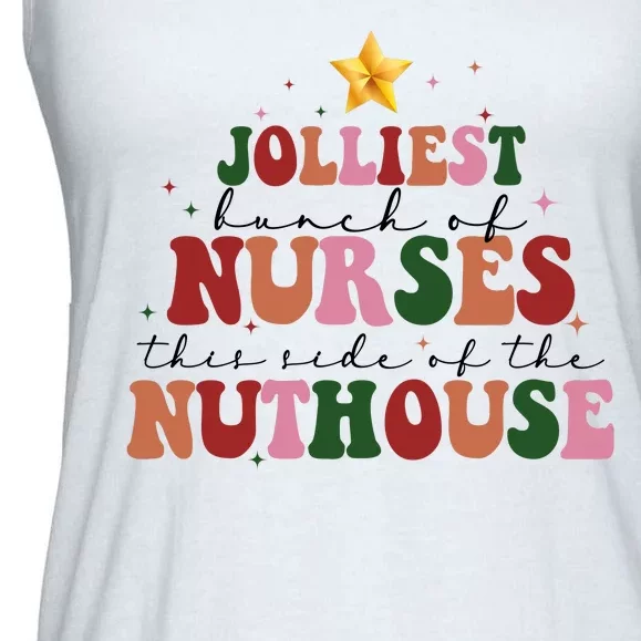 Jolliest Bunch Of Nurses Christmas Holiday Ladies Essential Flowy Tank