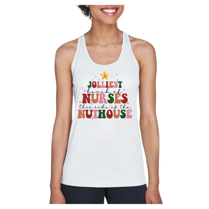 Jolliest Bunch Of Nurses Christmas Holiday Women's Racerback Tank