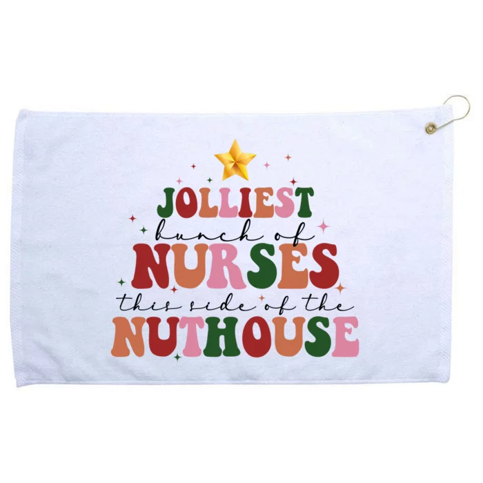 Jolliest Bunch Of Nurses Christmas Holiday Grommeted Golf Towel