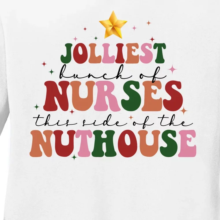 Jolliest Bunch Of Nurses Christmas Holiday Ladies Long Sleeve Shirt