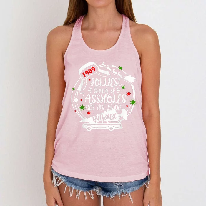 Jolliest Bunch Of Assholes This Side Of The Nut House Xmas Women's Knotted Racerback Tank