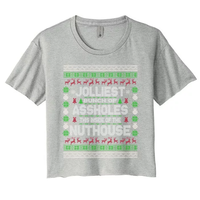 Jolliest Bunch Of Assholes Christmas Vacation Funny Funny Gift Women's Crop Top Tee