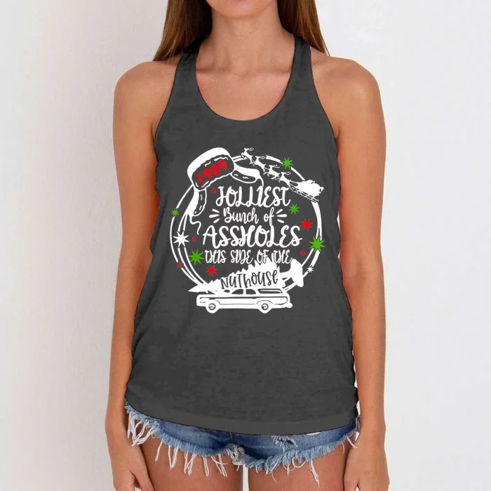 Jolliest Bunch Of Assholes This Side Of The Nut House Xmas Women's Knotted Racerback Tank