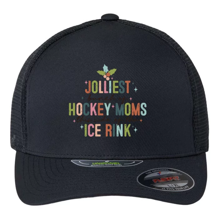 Jolliest Bunch Of Hockey Moms This Side Of The Ice Rink Christmas Flexfit Unipanel Trucker Cap