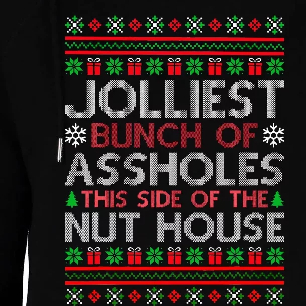 Jolliest Bunch of Aholes Funny Christmas Pajamas Movie Womens Funnel Neck Pullover Hood