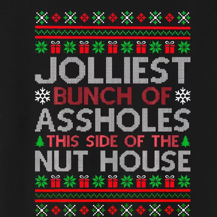 Jolliest Bunch of Aholes Funny Christmas Pajamas Movie Women's Crop Top Tee