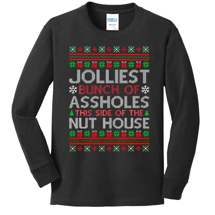 Jolliest Bunch of Aholes Funny Christmas Pajamas Movie Kids Long Sleeve Shirt