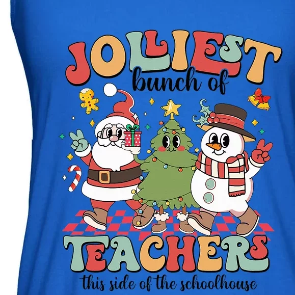 Jolliest Bunch of Teachers Christmas Teacher Xmas Pjs Ladies Essential Flowy Tank