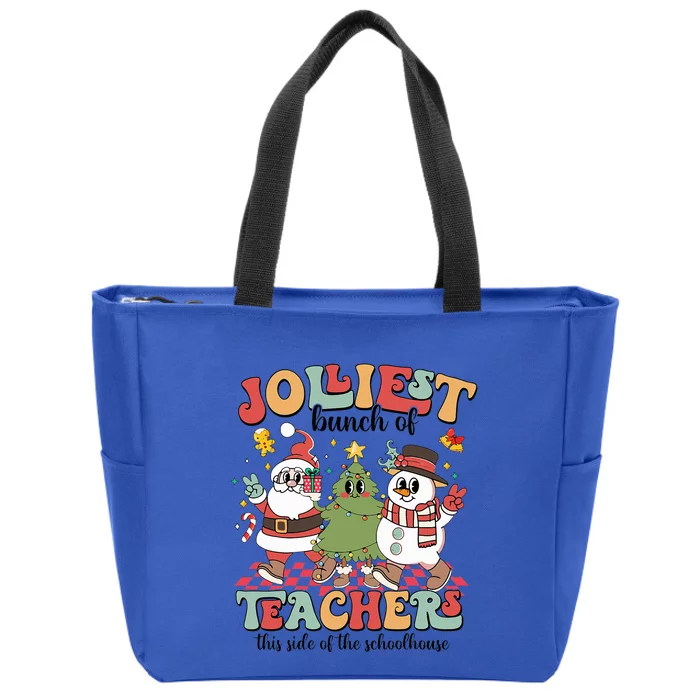 Jolliest Bunch of Teachers Christmas Teacher Xmas Pjs Zip Tote Bag