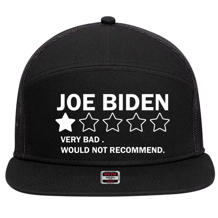 Joe Biden One Star Review Very Bad Would Not Recommend 7 Panel Mesh Trucker Snapback Hat