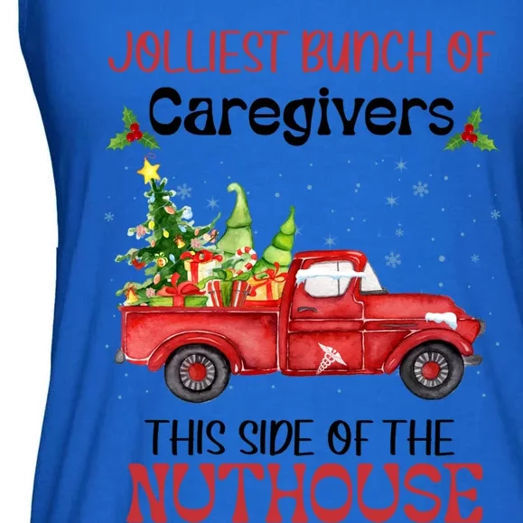 Jolliest Bunch Of Caregivers This Side Of Nuthourse Xmas Funny Gift Ladies Essential Flowy Tank