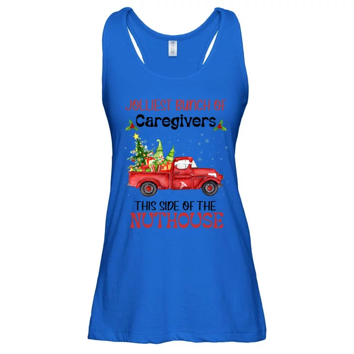 Jolliest Bunch Of Caregivers This Side Of Nuthourse Xmas Funny Gift Ladies Essential Flowy Tank