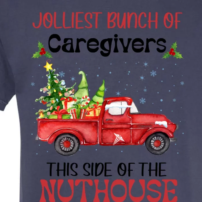 Jolliest Bunch Of Caregivers This Side Of Nuthourse Xmas Funny Gift Garment-Dyed Heavyweight T-Shirt