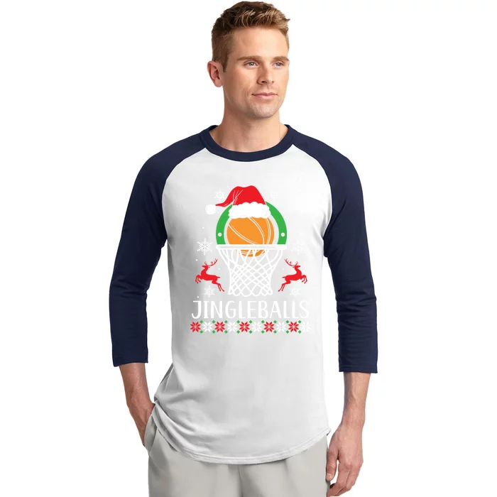 Jingleballs Basketball Player Merry Xmas Christmas Day Gift Baseball Sleeve Shirt