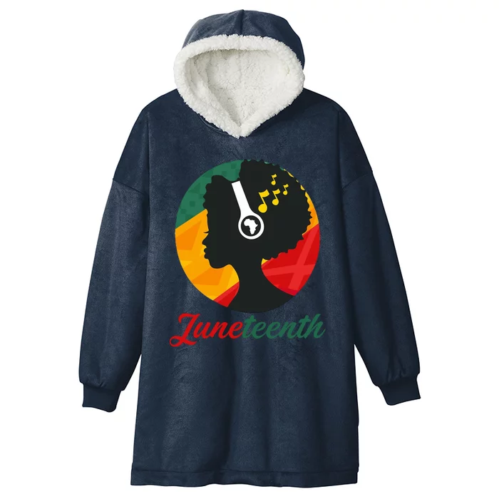 Juneteenth Black Pride Music Hooded Wearable Blanket