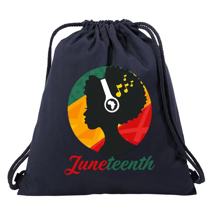 Juneteenth Black Pride Music Drawstring Bag