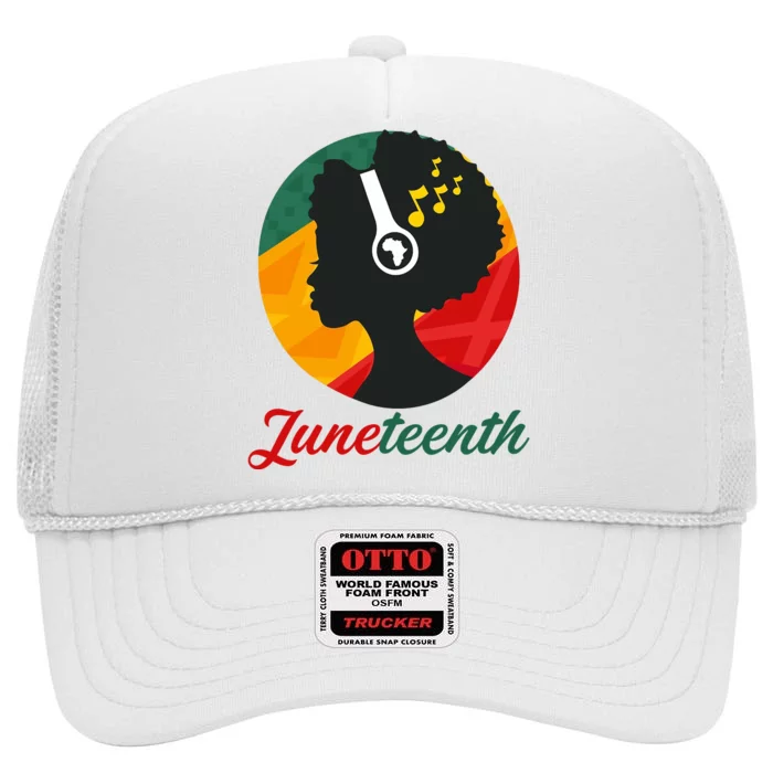 Juneteenth Black Pride Music High Crown Mesh Trucker Hat