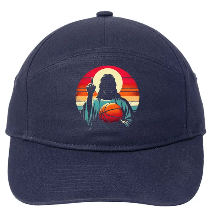 Jesus Basketball Player Funny Christian Religious Sports 7-Panel Snapback Hat