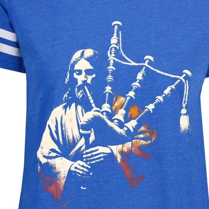 Jesus Bagpipe Player Funny Christian Religious Musician Gift Enza Ladies Jersey Football T-Shirt