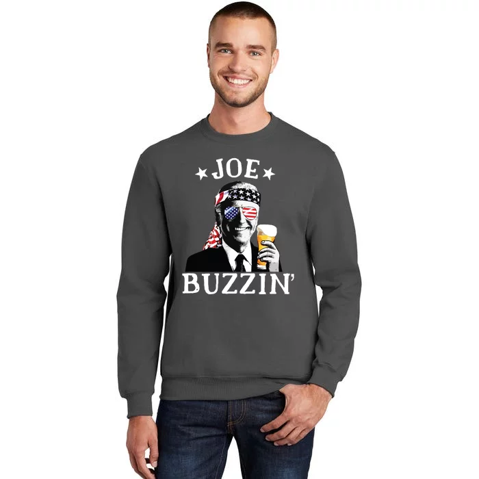 Joe Buzzin Patriotic July 4th Drinking President Joe Biden Tall Sweatshirt