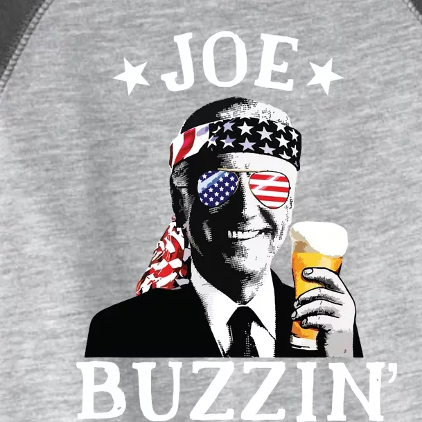 Joe Buzzin Patriotic July 4th Drinking President Joe Biden Toddler Fine Jersey T-Shirt