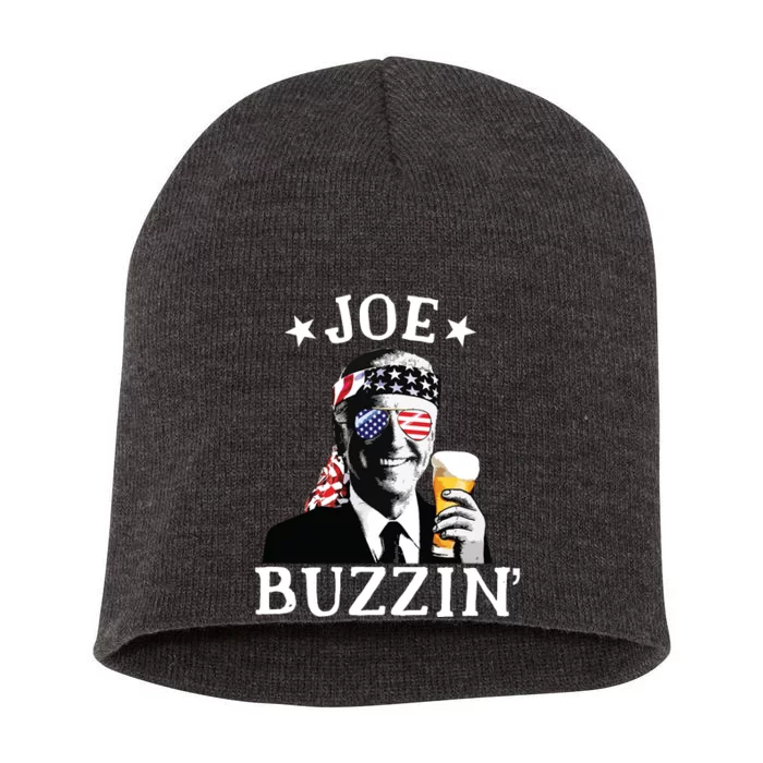 Joe Buzzin Patriotic July 4th Drinking President Joe Biden Short Acrylic Beanie