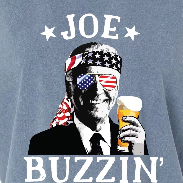 Joe Buzzin Patriotic July 4th Drinking President Joe Biden Garment-Dyed Women's Muscle Tee