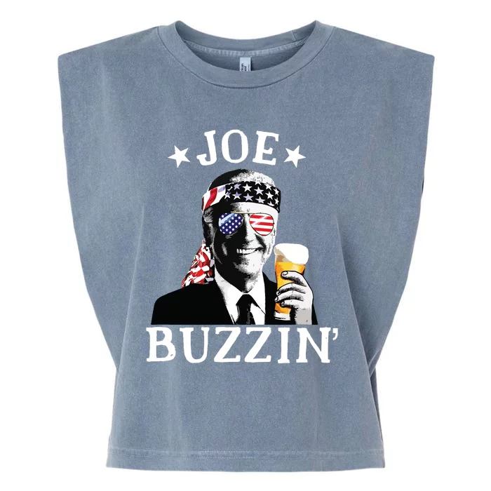 Joe Buzzin Patriotic July 4th Drinking President Joe Biden Garment-Dyed Women's Muscle Tee