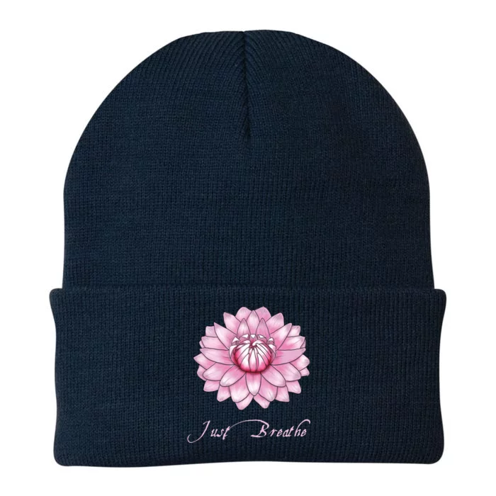 Just Breathe Pink Lotus Ballerina Water Lily Yoga Fitness Meaningful Gift Knit Cap Winter Beanie