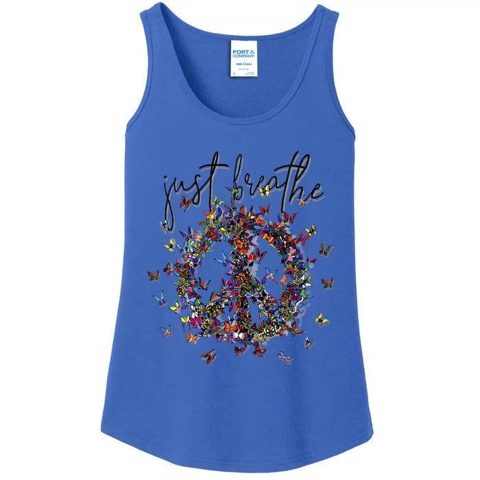 Just Breathe Positive Thinking Just Breathe Lungs Science Gift Ladies Essential Tank