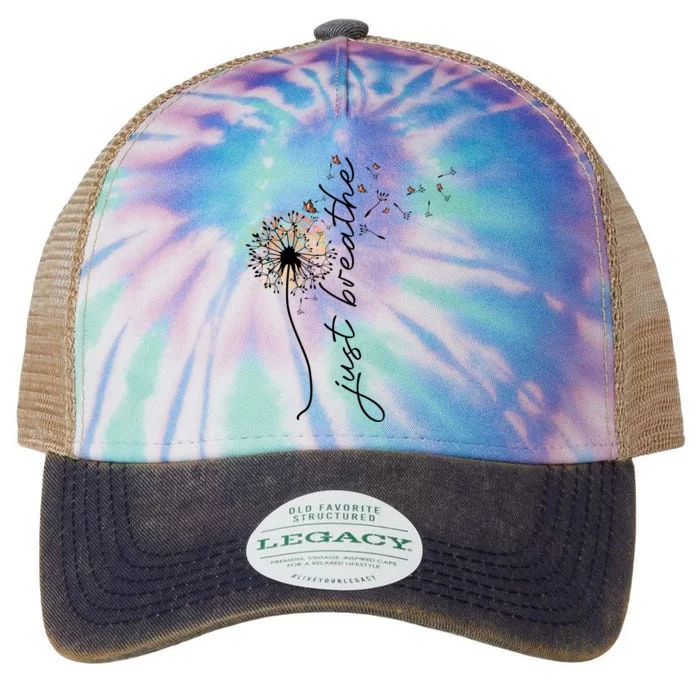 Just Breathe Positive Thoughts Gift Legacy Tie Dye Trucker Hat