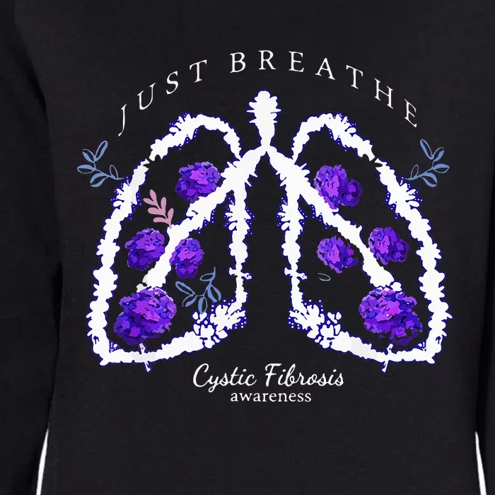 Just Breathe Purple Ribbon Cf Cystic Fibrosis Awareness Womens California Wash Sweatshirt