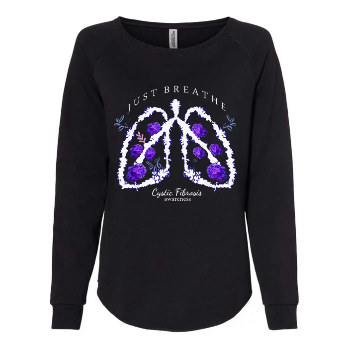 Just Breathe Purple Ribbon Cf Cystic Fibrosis Awareness Womens California Wash Sweatshirt