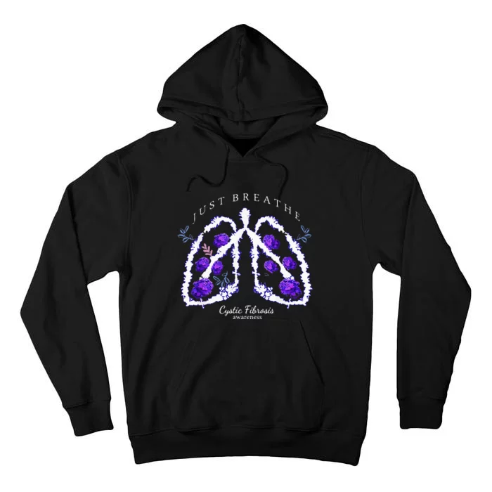 Just Breathe Purple Ribbon Cf Cystic Fibrosis Awareness Tall Hoodie