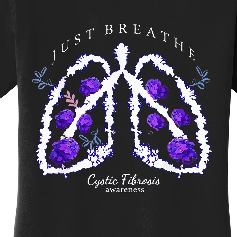 Just Breathe Purple Ribbon Cf Cystic Fibrosis Awareness Women's T-Shirt