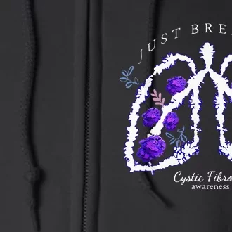 Just Breathe Purple Ribbon Cf Cystic Fibrosis Awareness Full Zip Hoodie