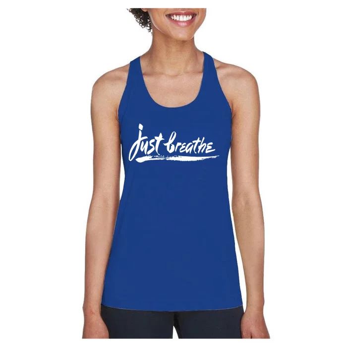 'Just Breathe' Ptsd Tal Health Gift Women's Racerback Tank