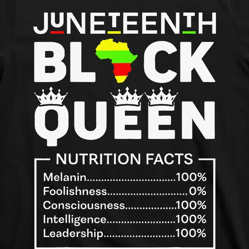 Juneteenth Black Queen Nutritional Facts Melanin African Mom T-Shirt