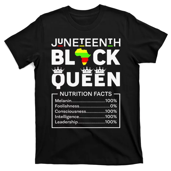 Juneteenth Black Queen Nutritional Facts Melanin African Mom T-Shirt